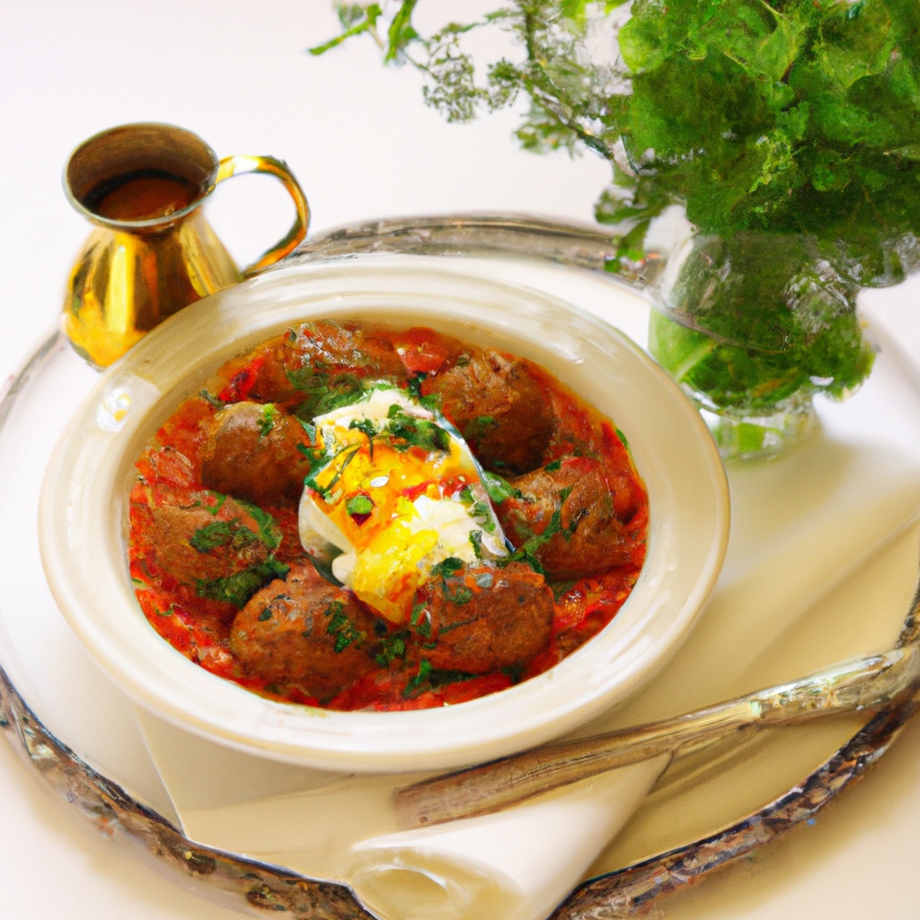 Kefta Tajine Moroccan Spiced Meatballs W Eggs In Tomato Sauce