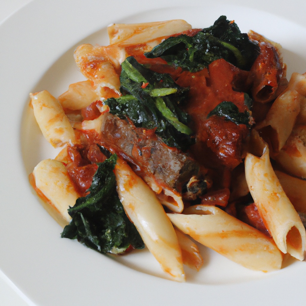 Beef Pasta with Tomato-Spinach Sauce – Recipe Wise