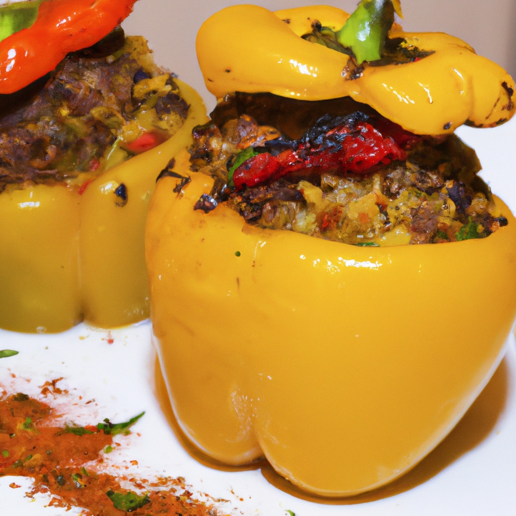 Beef & Yellow Spanish Rice Stuffed Bell Peppers Recipe Wise