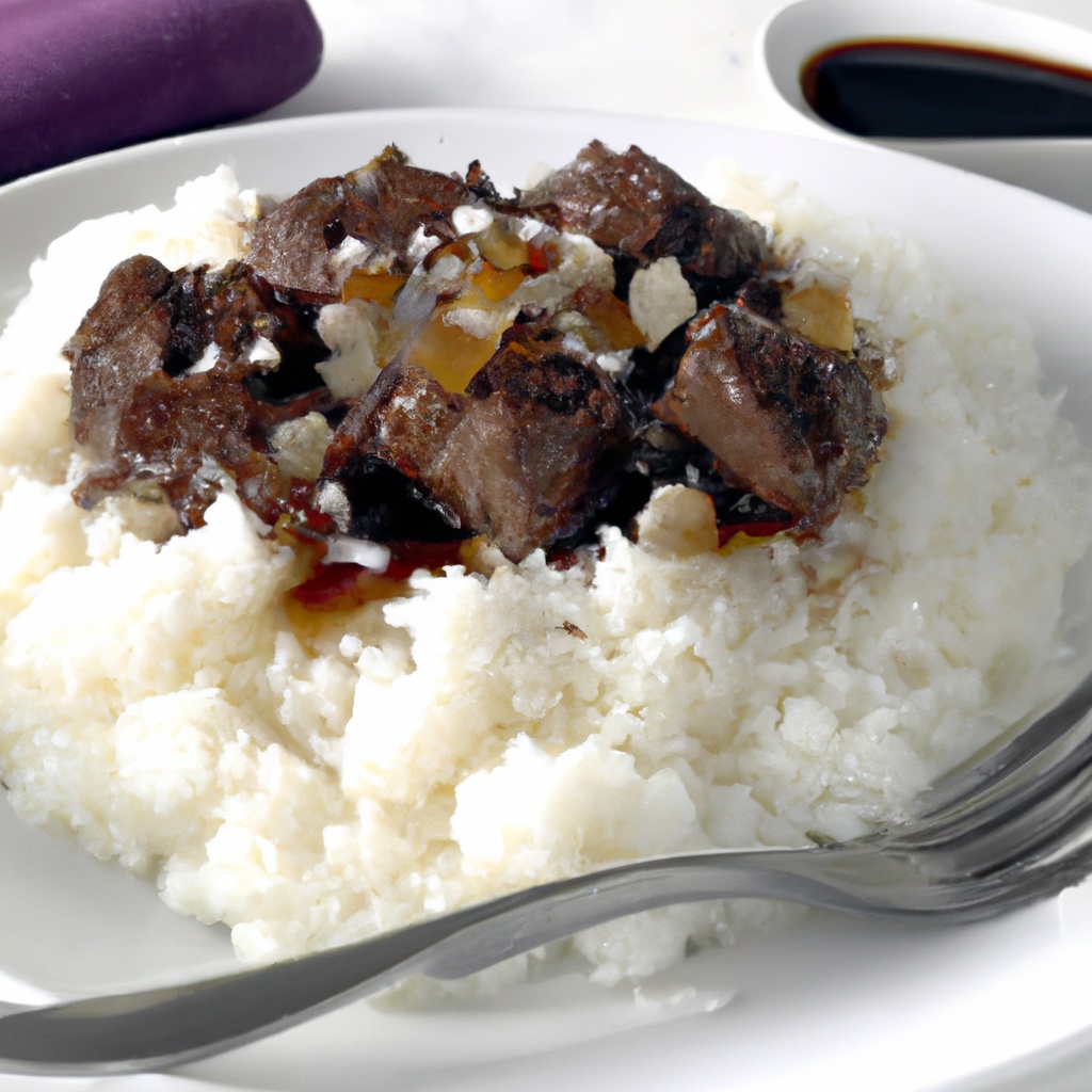 Braised Beef Tips Over Rice