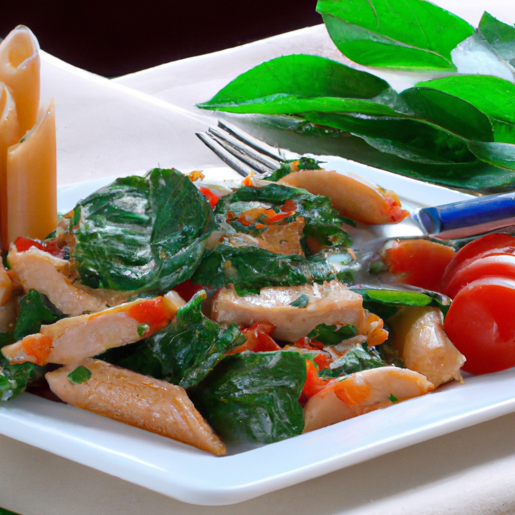 Lighter Chicken Spinach & Tomato Penne Pasta – Recipe Wise