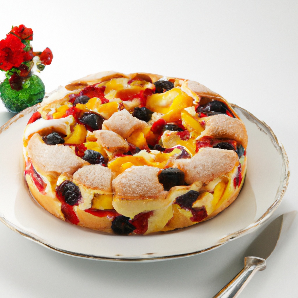 Traditional German Obst Kuchen Fresh Fruit Flan (Sponge Cake