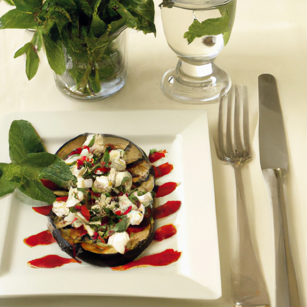 Grilled Eggplant-Local Goat Cheese & Roasted Red Peppers