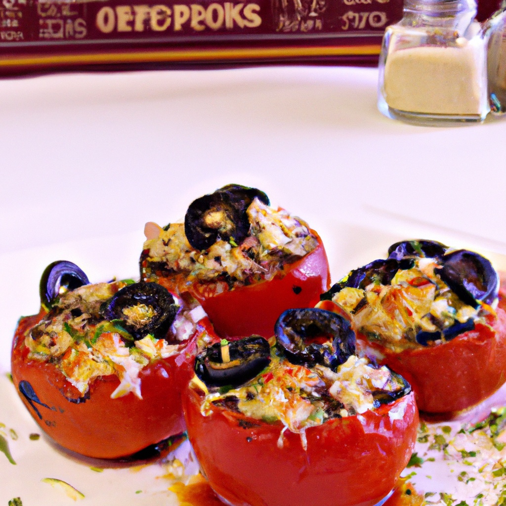 Marmie’s Baked-Grilled Stuffed Greek Style Tomatoes