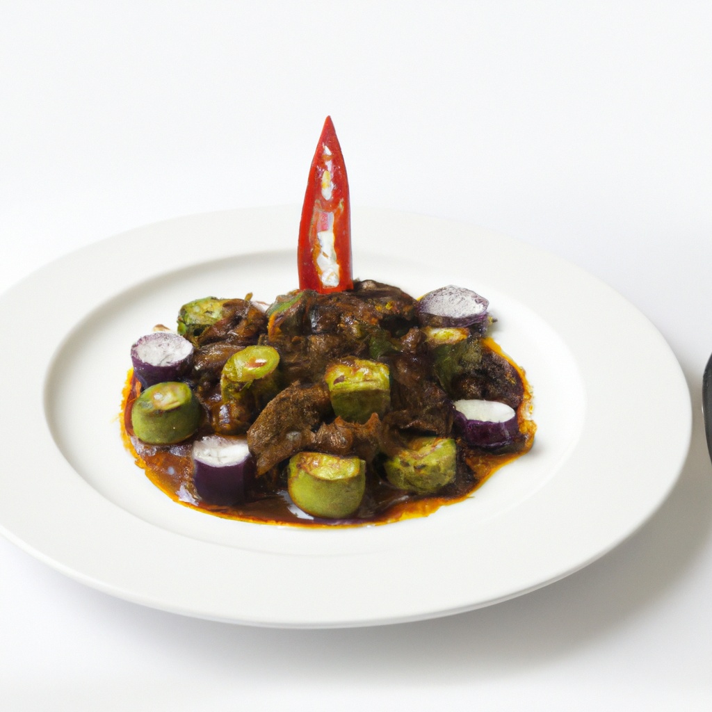Okra- Aubergine (Eggplant) and Meat Curry