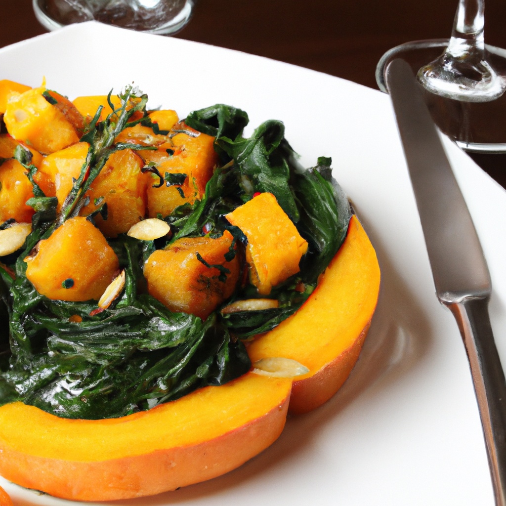 Roasted Butternut Squash, With Swiss Chard or Spinach