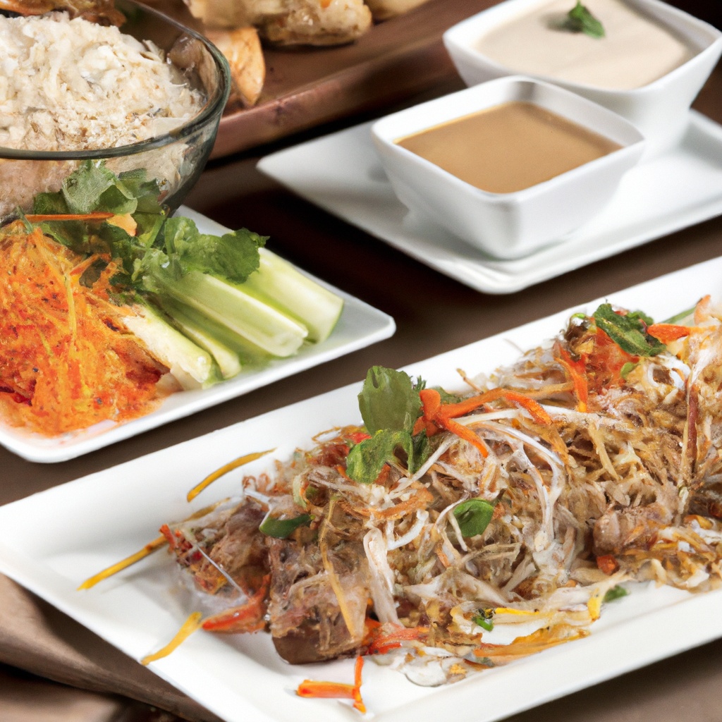 Rice Vermicelli Salad With Grilled Pork and Spring Rolls