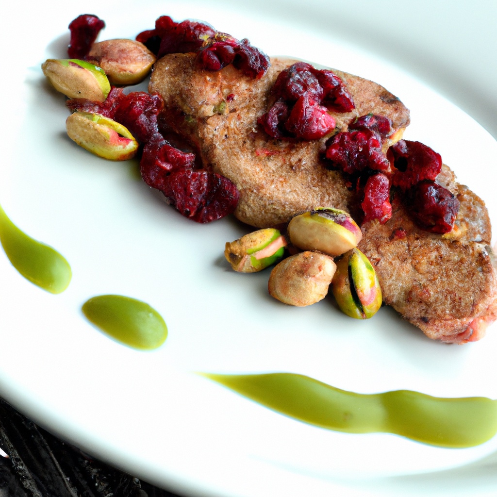 Grilled Pork With Warm Cranberry Dressing and Pistachios