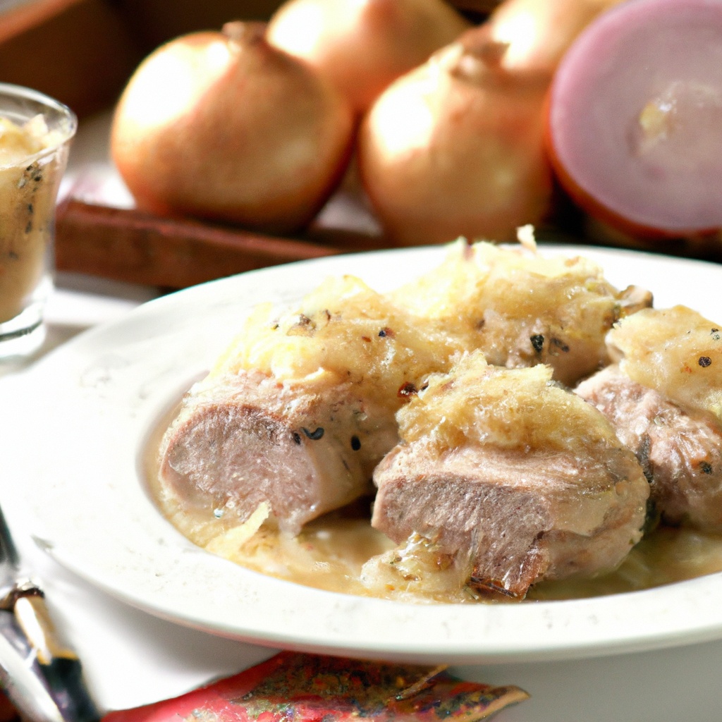 Polish Pork Tenderloin in Apple-Onion Sauce & Sauerkraut