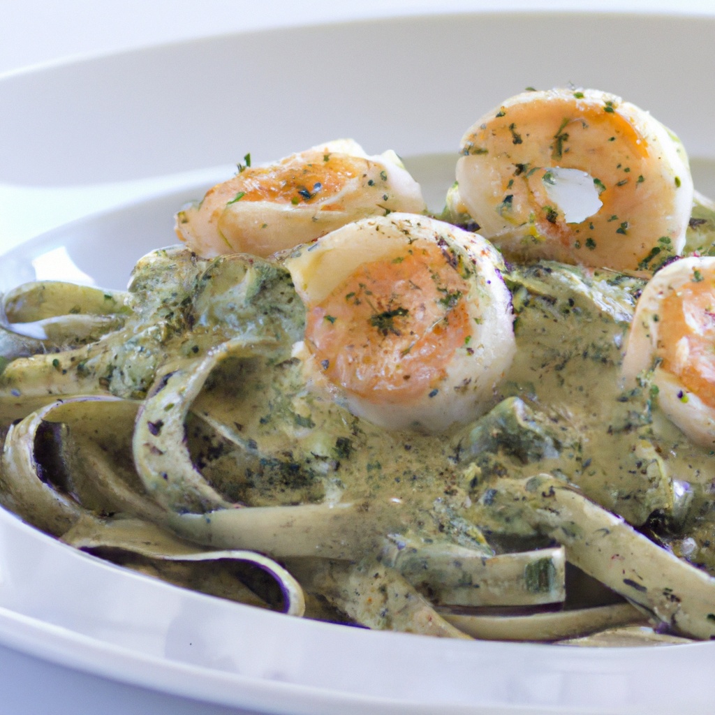 Poblano Cream Pasta With Shrimp