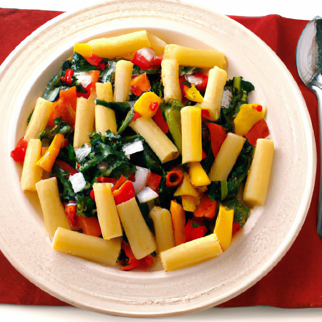 Rigatoni With Swiss Chard And Bell Peppers