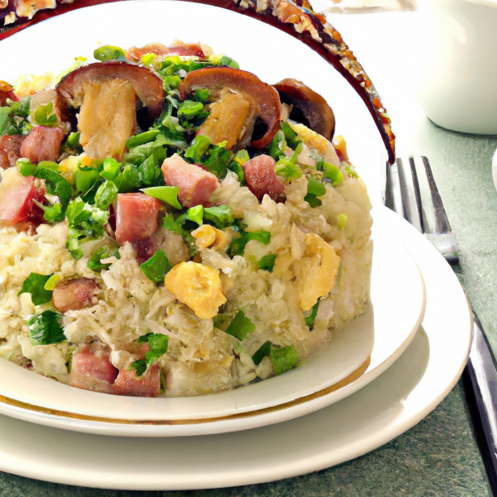 Chinese Fried Rice With Bacon and Mushrooms