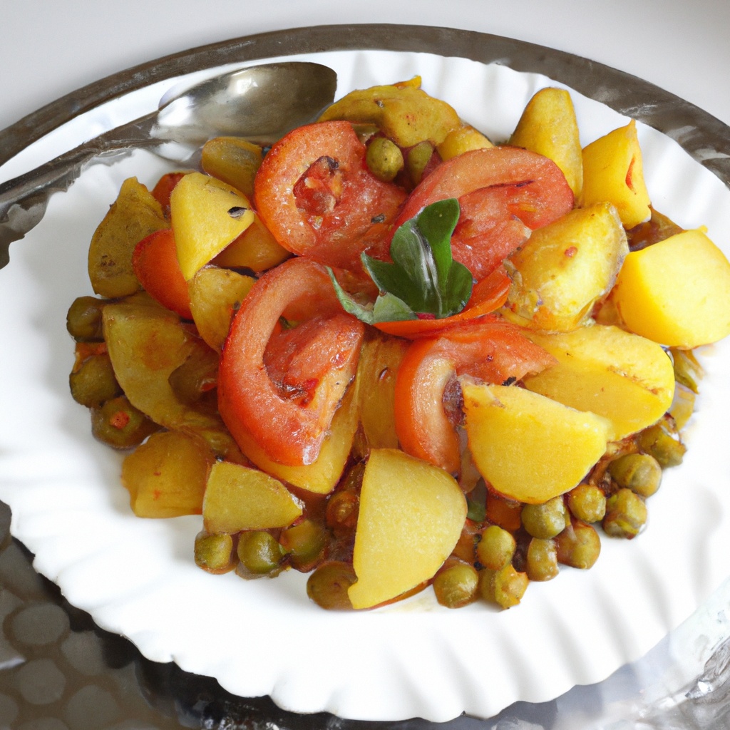 Nepalese Potato, Tomato  and Pea Curry