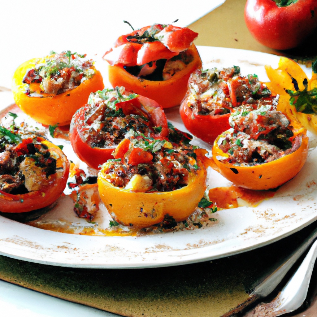 Stuffed Heirloom Tomatoes With Sausage and Cremini Mushrooms
