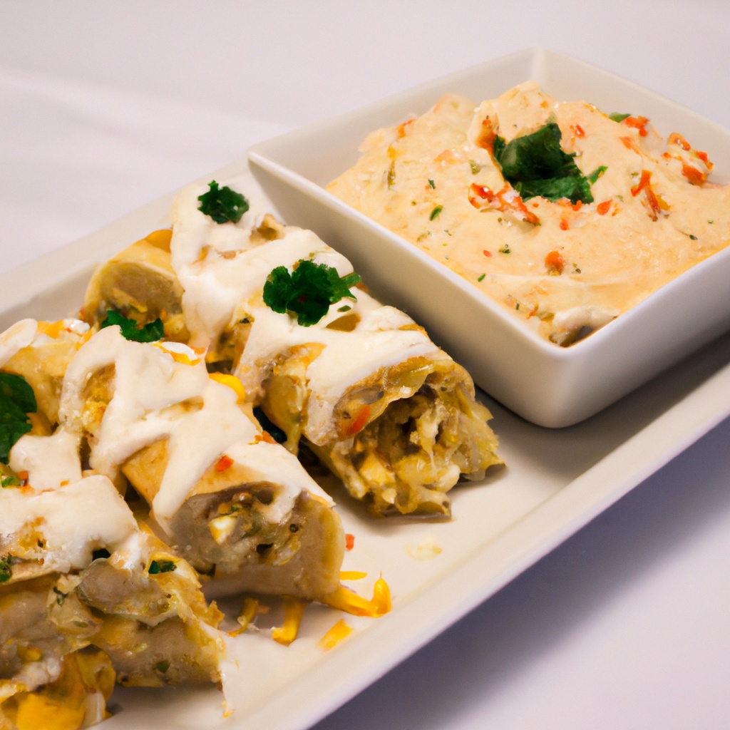 Unfried Chicken Flautas With Cheese Sauce