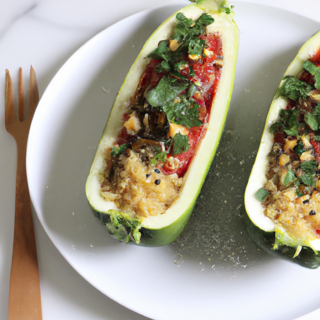 Couscous Stuffed Zucchini Boats