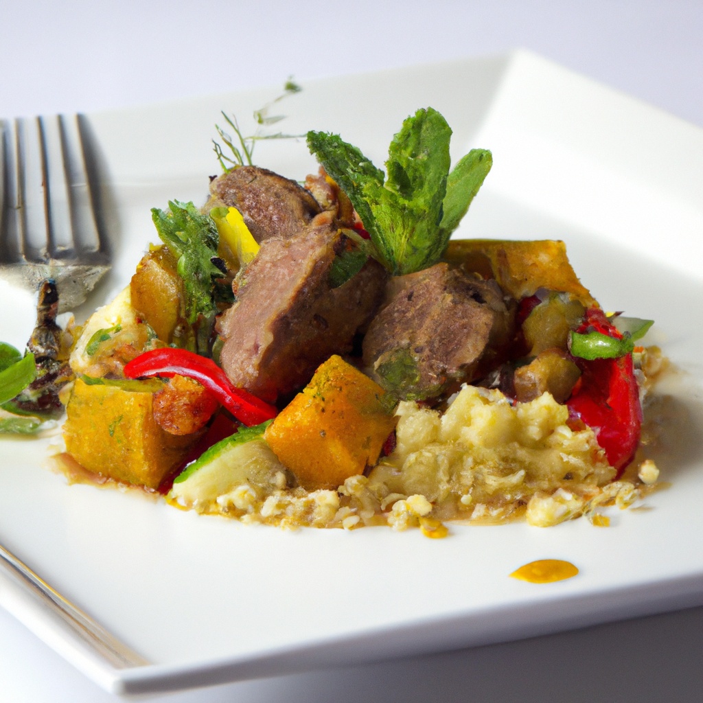 Diced Lamb with Roasted Vegetables and Couscous