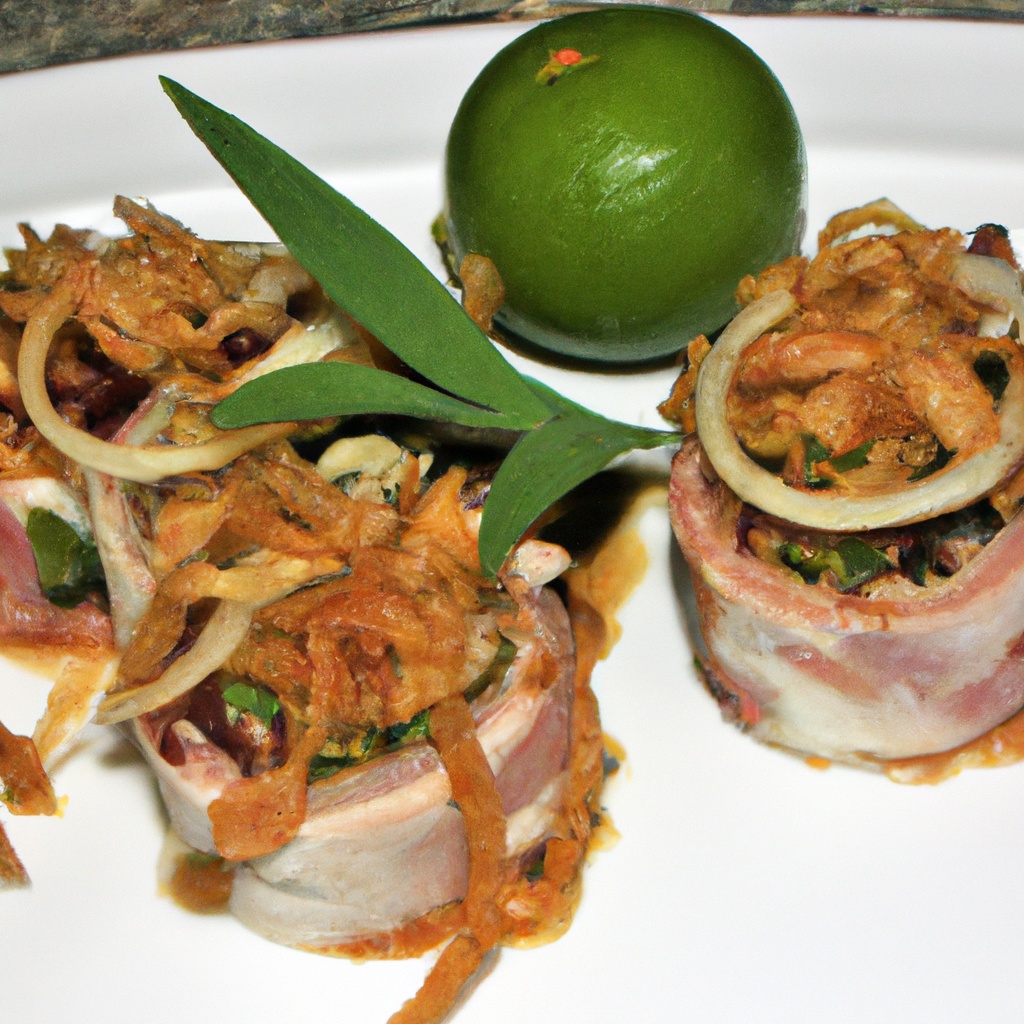 Cilantro Lime Pork Roll Ups With Caramelized Onions