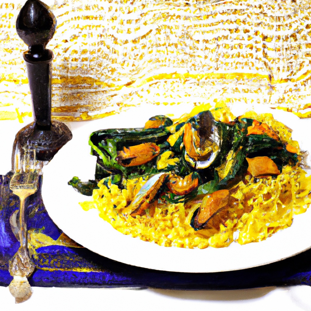 Creamy Saffron Pasta With Spinach and Mussels