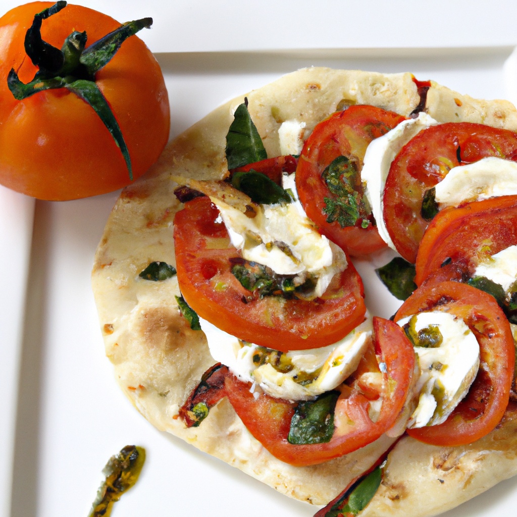 Grilled Heirloom Tomato, Ricotta, and Bocconcini Flatbread