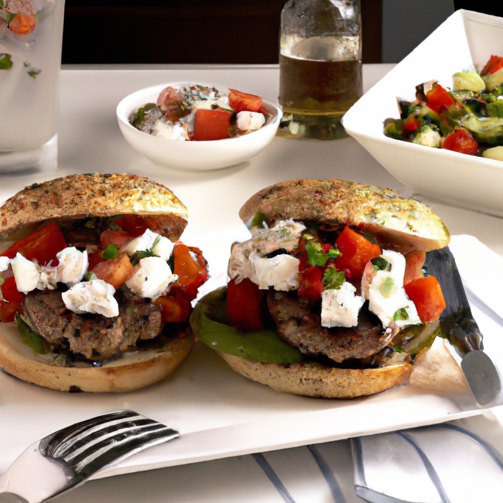 Feta Lamb Burgers With Cucumber-Tomato Salad