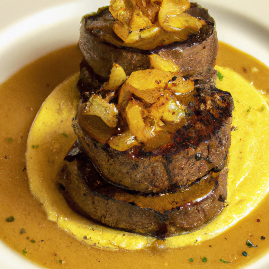 Roasted Garlic Beef Tenderloin Medallions on Soft Polenta